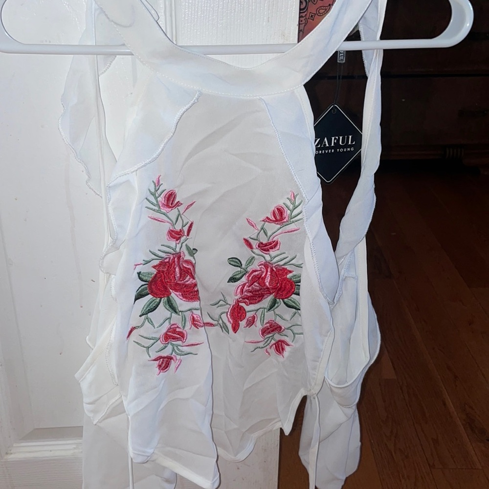 Blouse shirt black less w strings